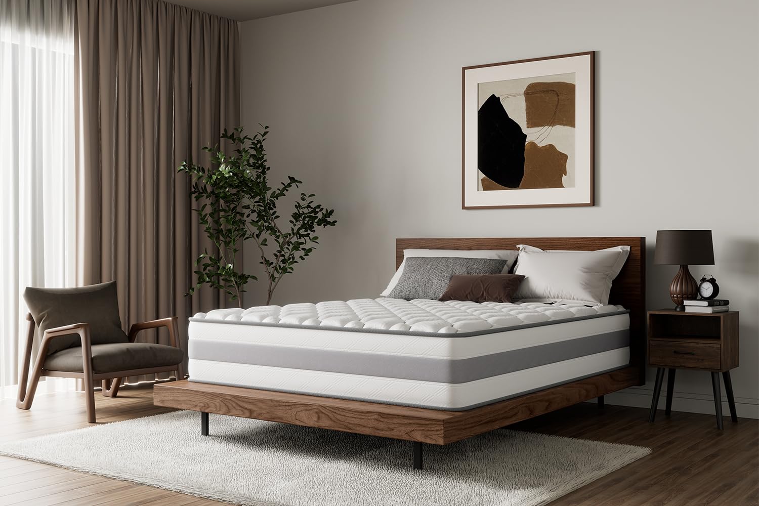 King Size Mattress 10 inch, Memory Foam Pocket Sprung 5FT, Medium Firm Hybrid King Mattress, Zoned Coil Orthopedic with Breathable Soft Fabric(150x200x25cm)