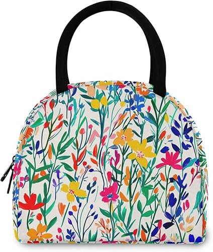 Miniatura 3 de Flores Coloridas a prueba de fugas Comida Preparación Bolsa de almuerzo Bolsas de almuerzo para Adolescente para Picnic bolso de almuerzo para mujer