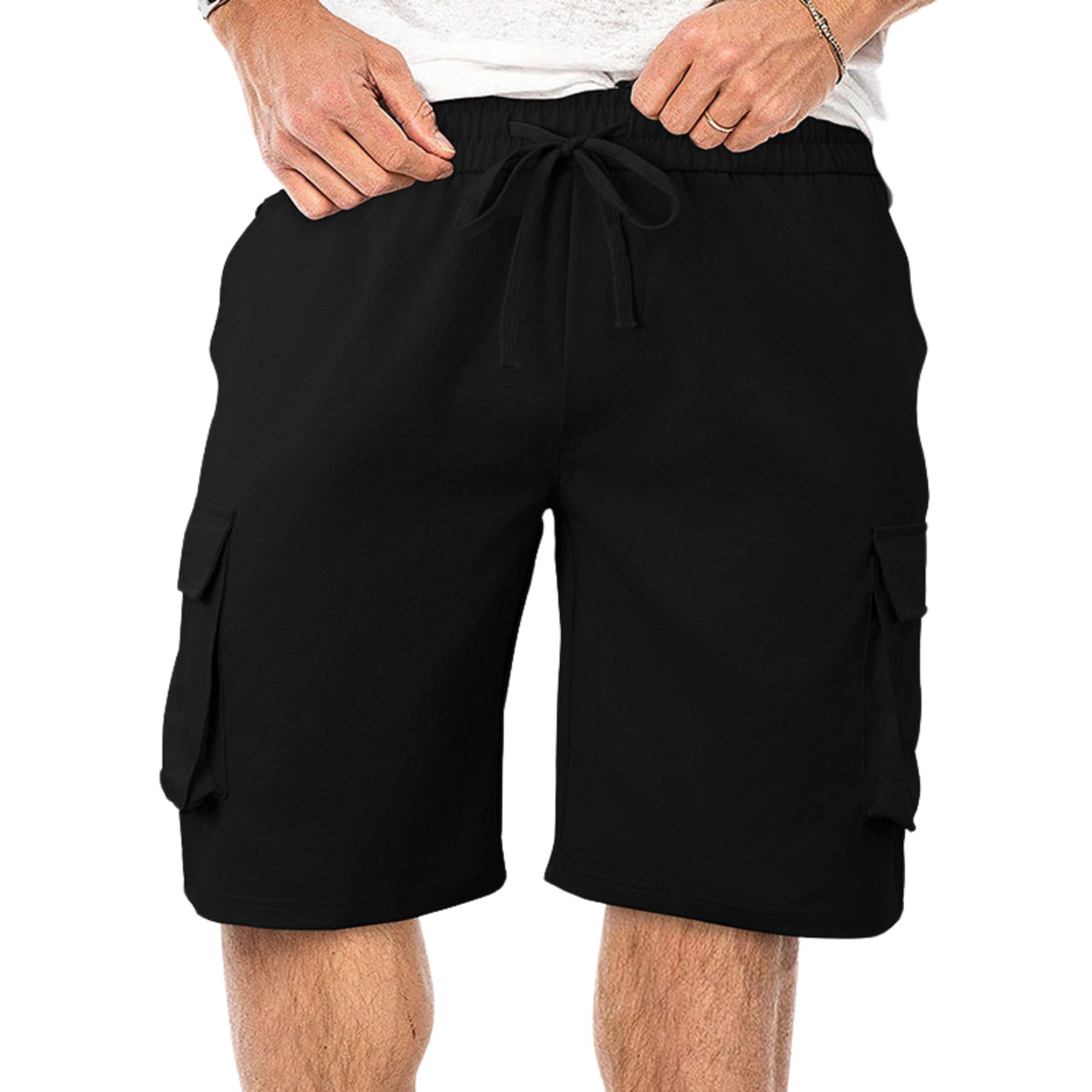Mens Running Shorts Summer Casual Lightweight Loose Solid Color Workout Gym Sports Bermuda Shorts Training