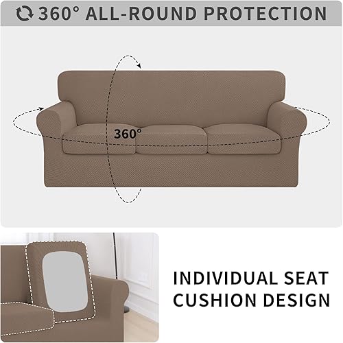 Miniatura 3 de Fundas de sofá gruesas de alta elasticidad, funda suave para sofá de 3 cojines separados, funda de sofá de tela jacquard elástica para sofá,