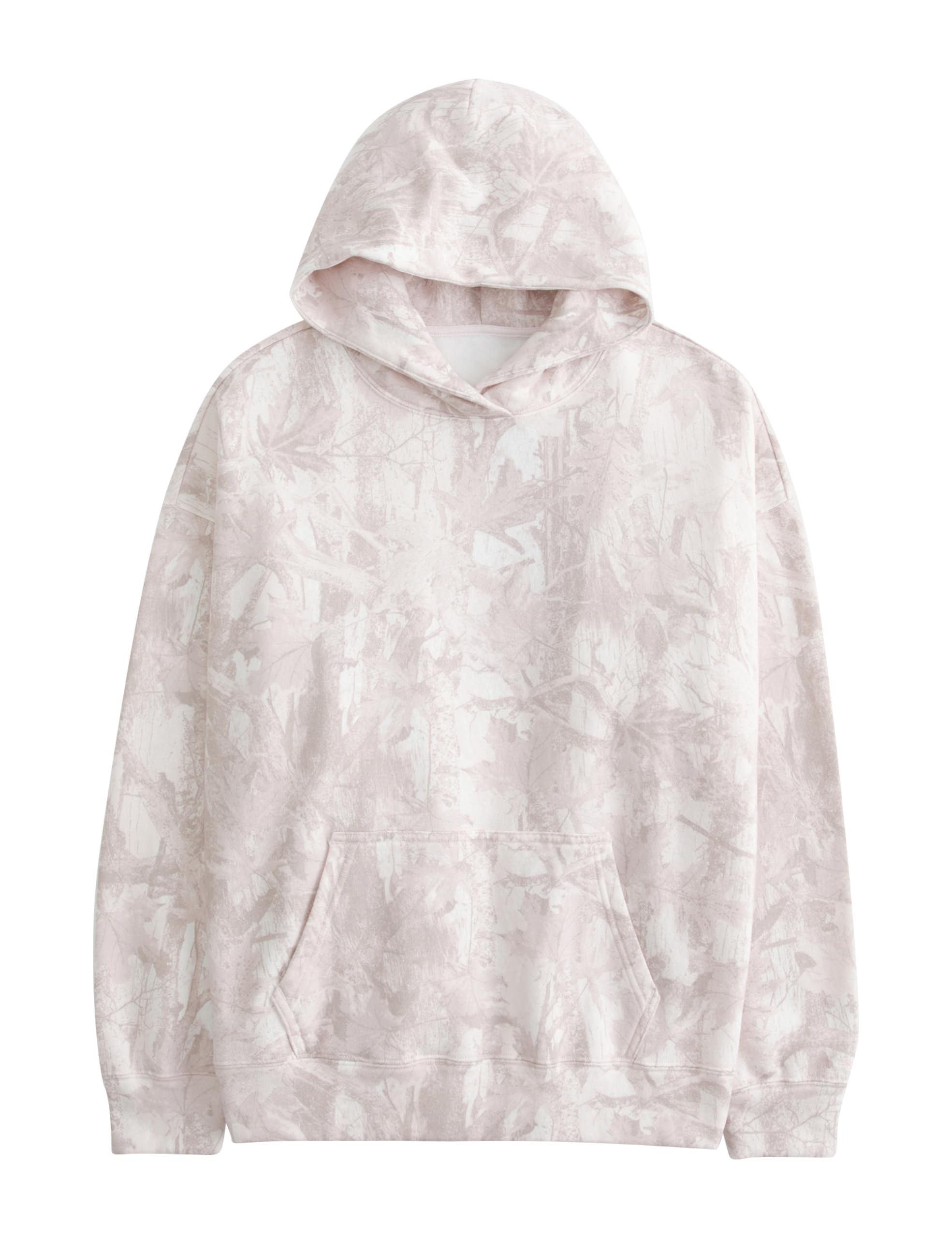 DURUNUL Women's Oversized Fleece Hooded Sweatshirt, Maple Leaf Camo, Pink, S