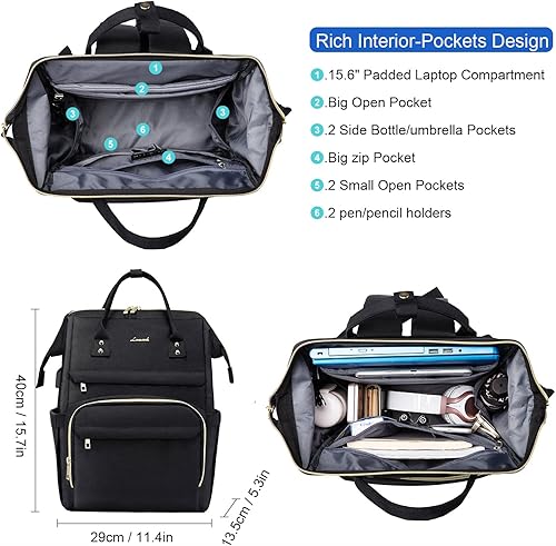 Miniatura 2 de LOVEVOOK Mochila de enfermería para laptop con funda de estetoscopio y puerto de carga USB antirrobo mochilas de viaje bolsas de libros bolsa de