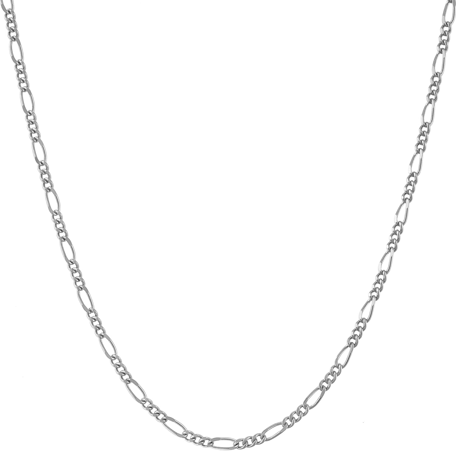 LIFETIME JEWELRY 1.5mm Figaro Chain Necklace Women and Men 24k Real Gold Plated
