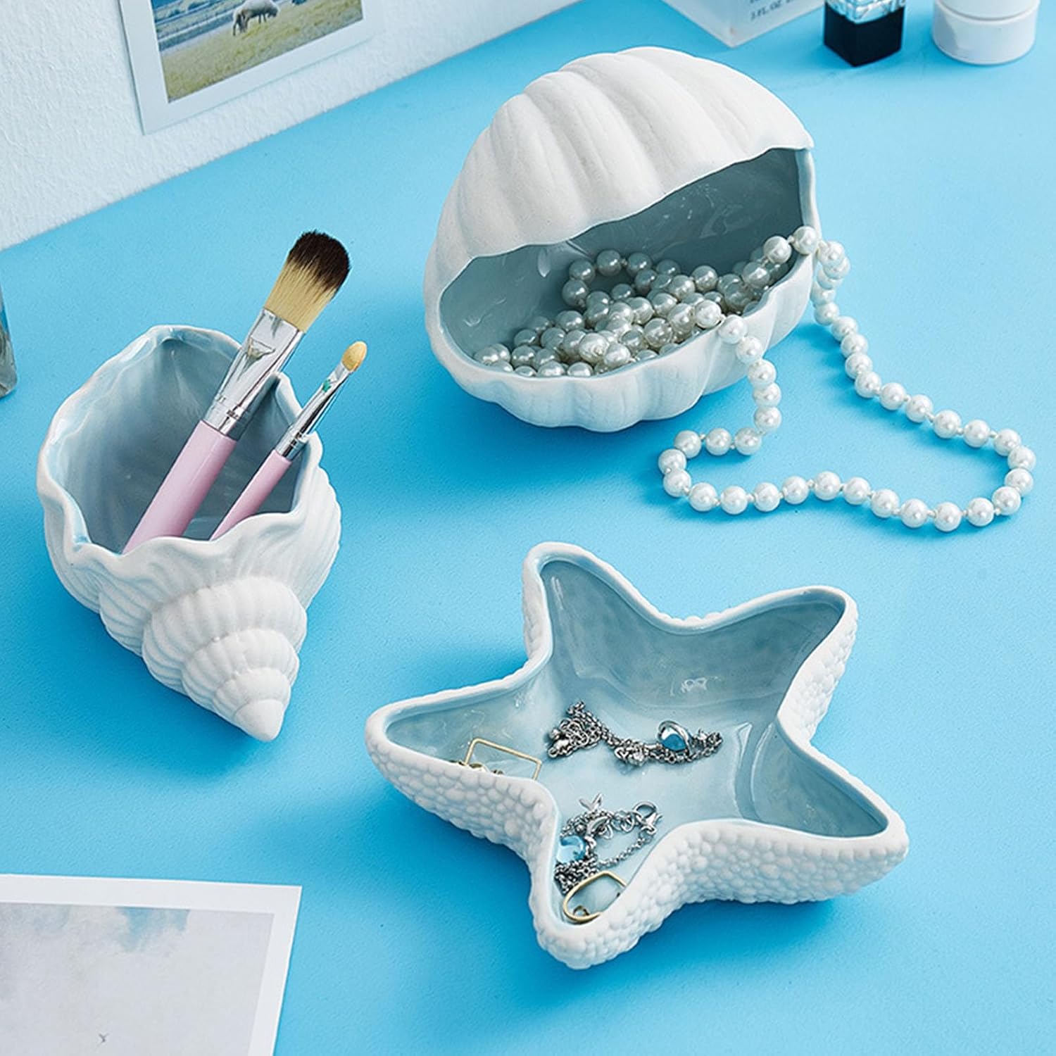 Ceramic Jewelry Holder with Glossy Finish Multipurpose Countertop Decoration Women Girls Ceramic Jewelry
