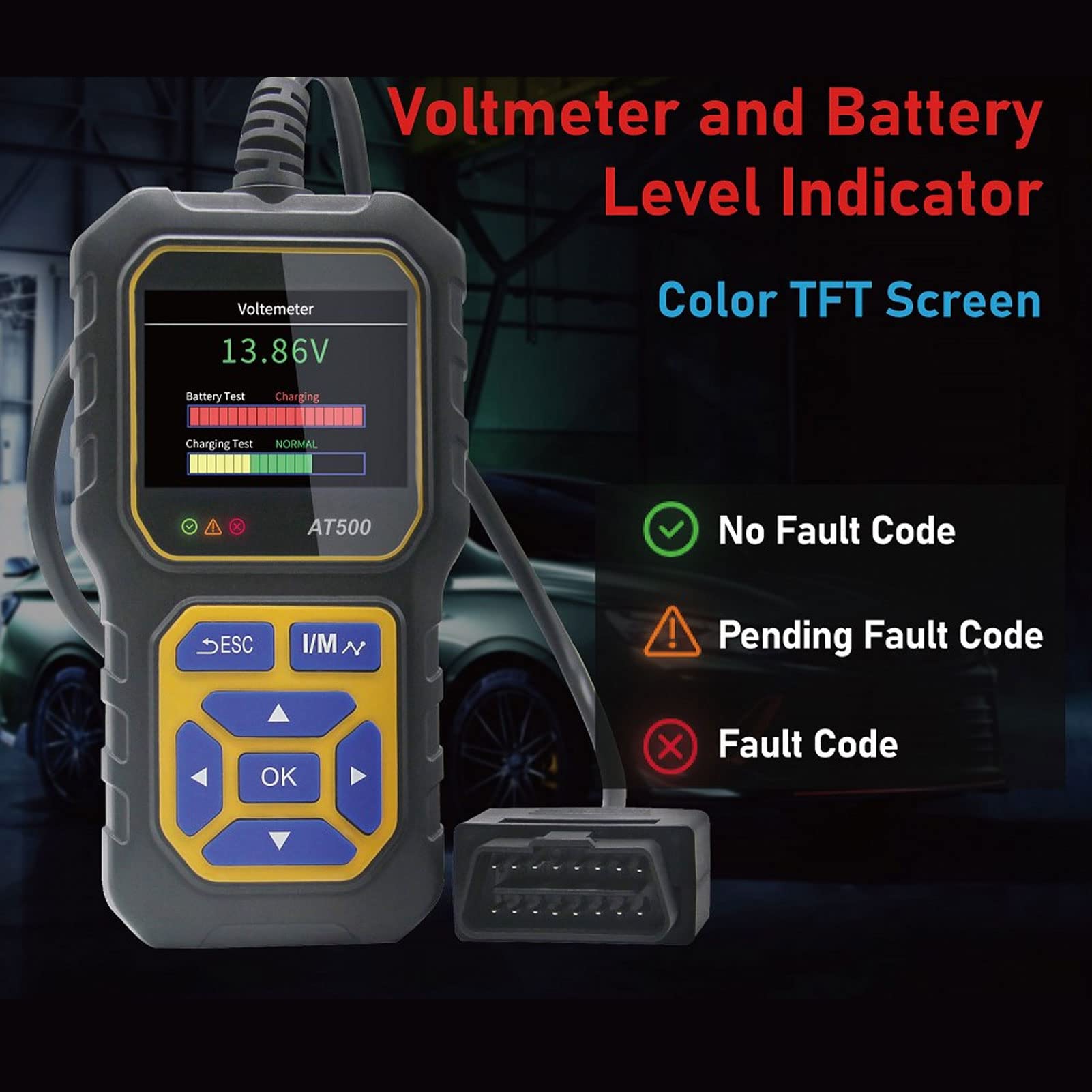 Yosoo Health Gear Escáner OBD Lector de Código ABS Herramienta de Escaneo de Diagnóstico Automotriz Pantalla Compacta Lectura Rápida de Datos para Uso en Tableros de Viajes en Garaje por Parte de