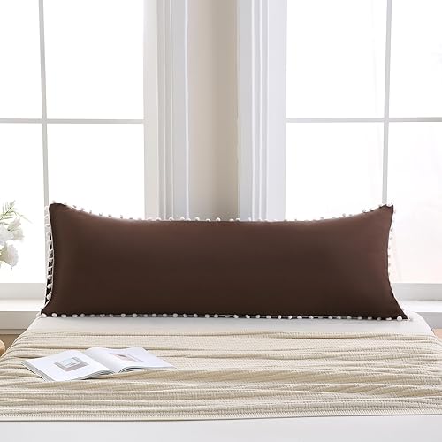 Miniatura 257 de Blue Body Pillow Cover Shabby Chic Long Pillow Case Cover Navy Blue Pom Poms Fringe Body Pillow case with Pocket Closure 20x54 inches(Body,Navy Blue)