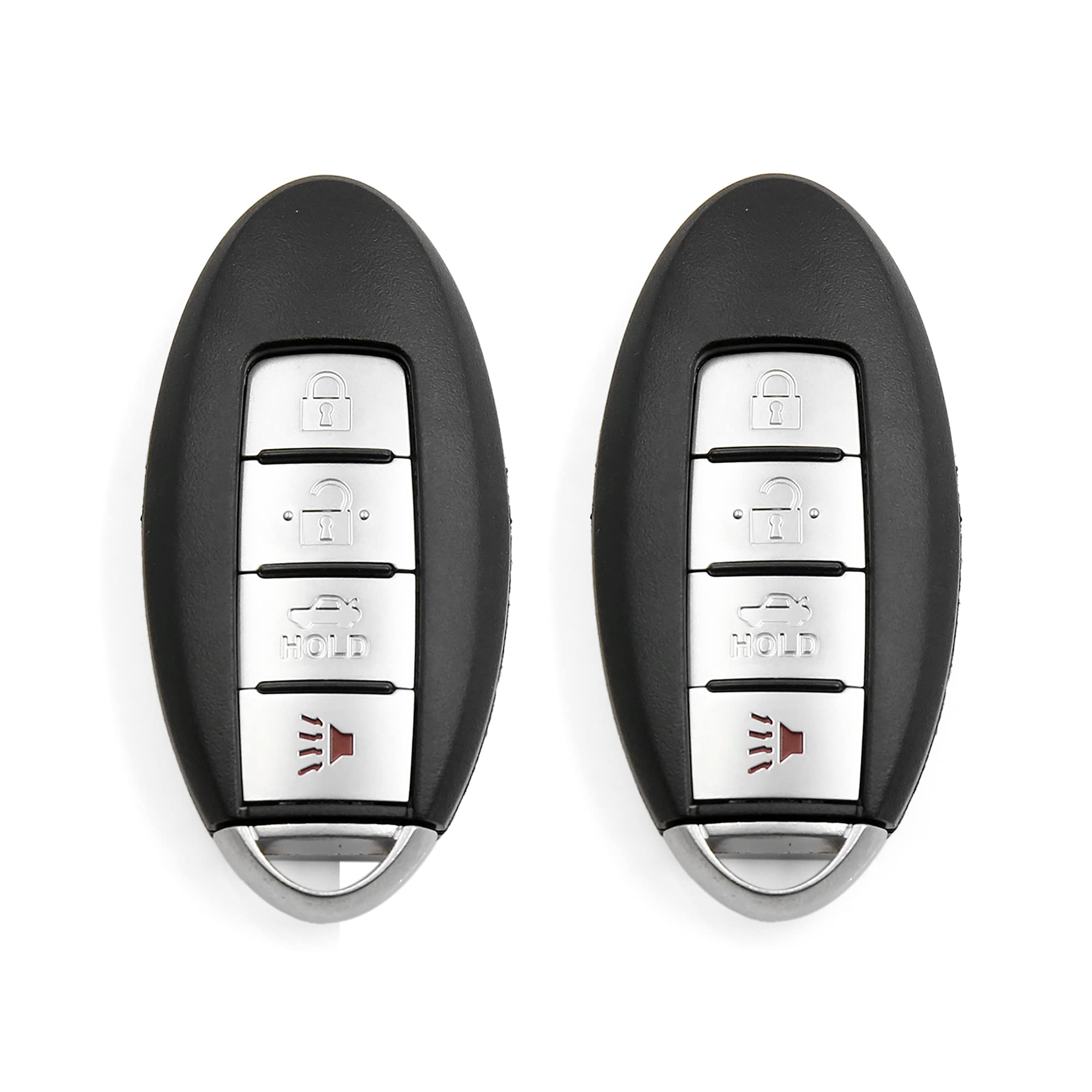 X AUTOHAUX 2pcs 4 Buttons Uncut Insert Key Fob Remote Control Key Case Shell for Nissan Altima 2007-2012 Maxima 2010-2014 Replacement KR55WK48903