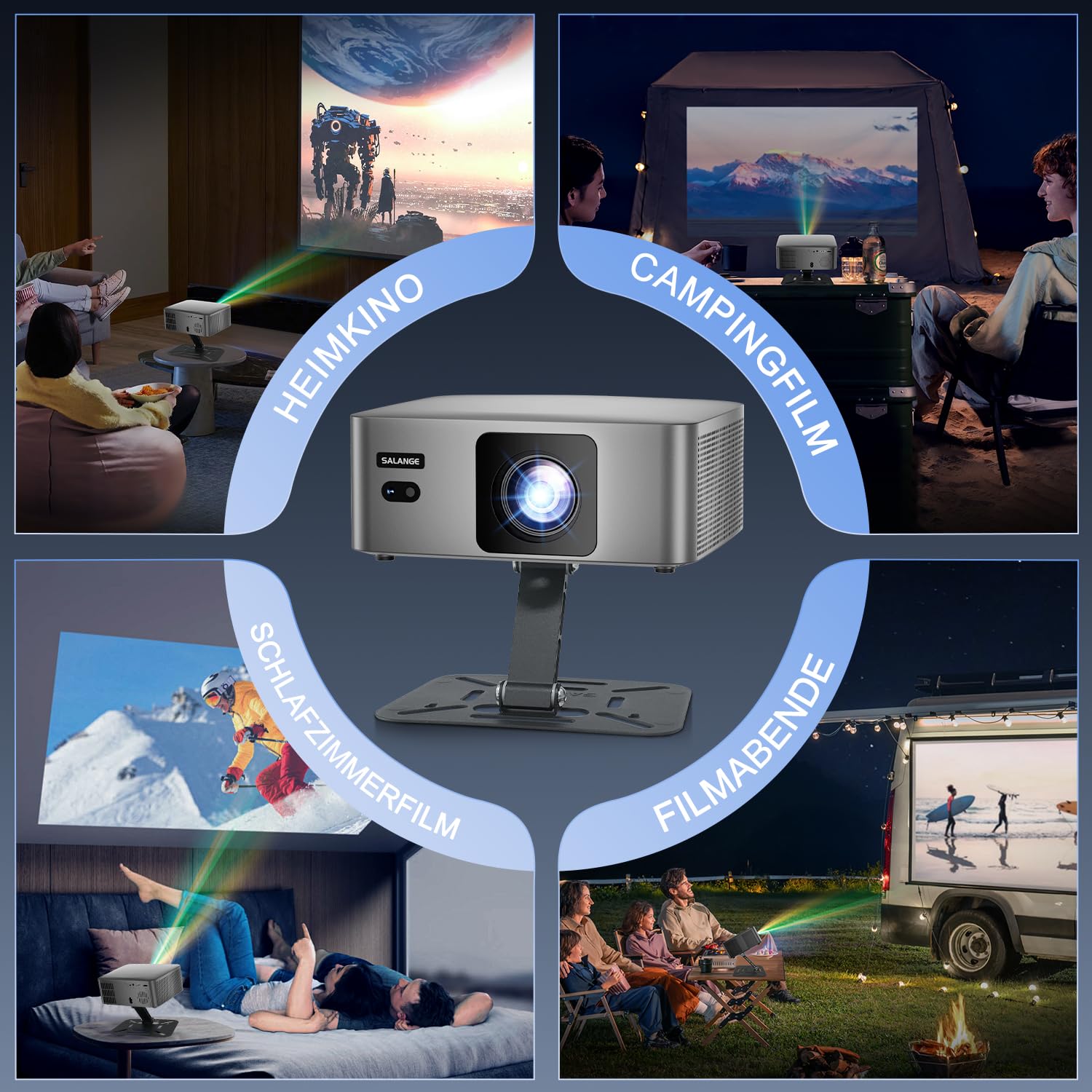 ZDSSY Mini Vidéoprojecteur 8K Compatible,avec Android 14 Vidéoprojecteur natif 1080p,Portable Video Projecteur,Videoprojecteur WiFi 6 BT 5.2 Auto Keystone,Home Cinema Projector,avec Support à 90°,Noir