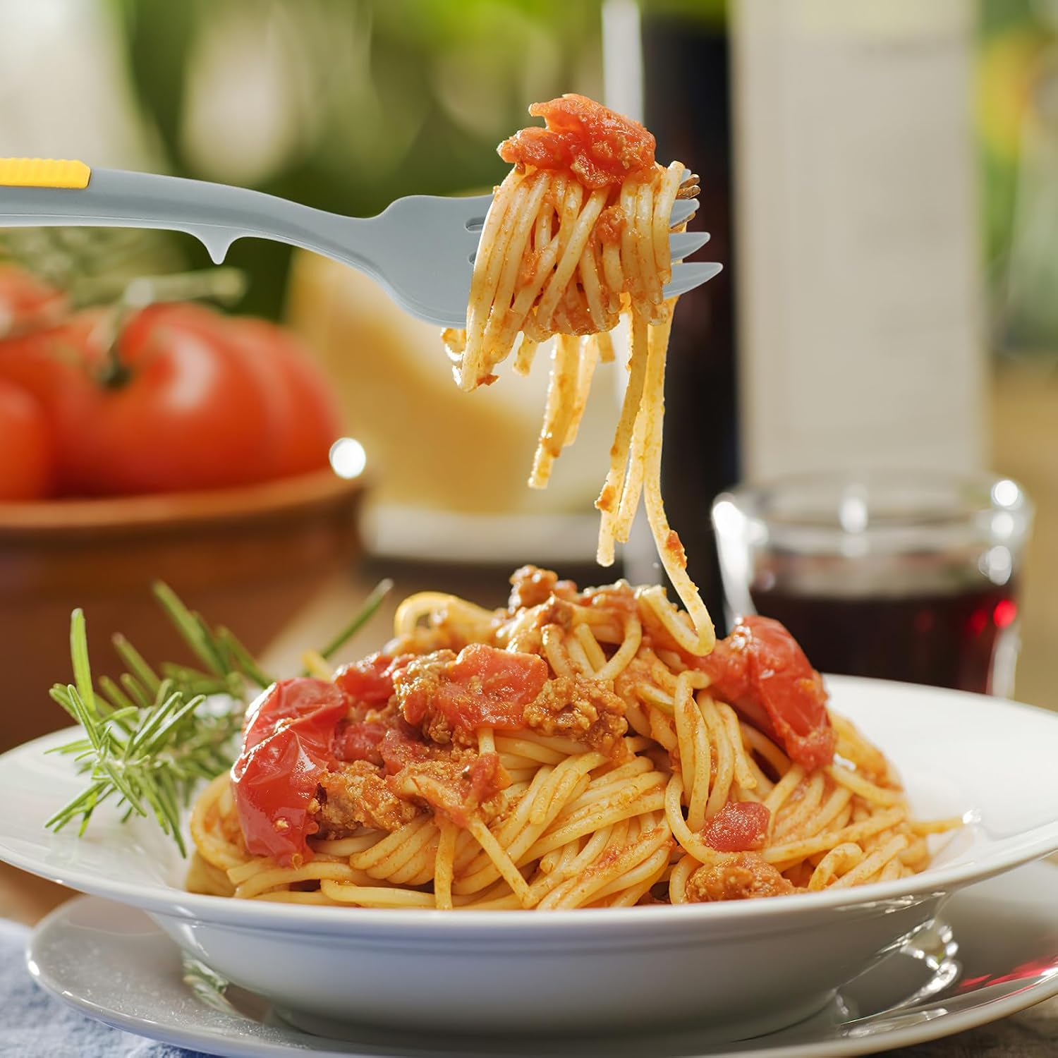Silicone Cooking Fork Pasta Server, Large Reusable Kitchen Utensil