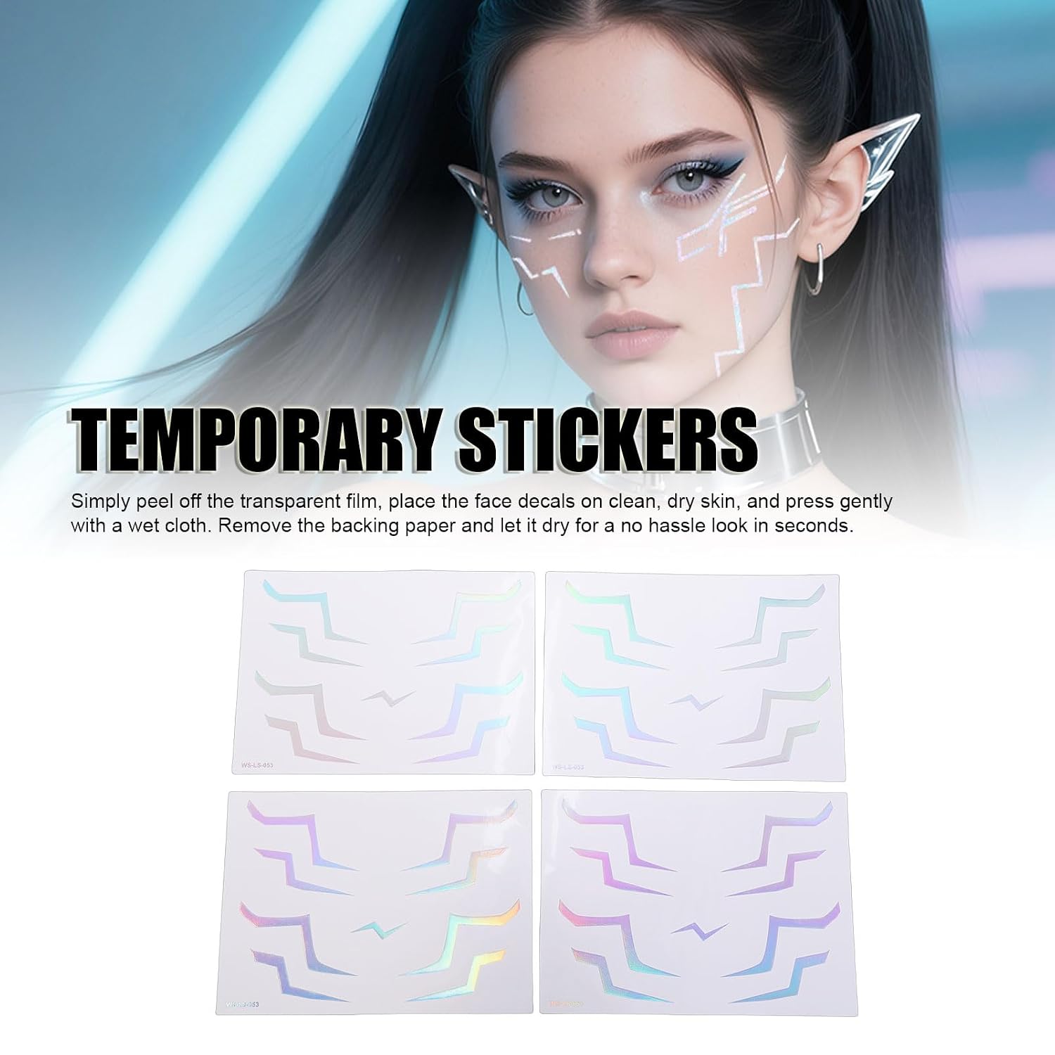 4 Pcs Temporary Stickers, Temporary Cosplay Stickers, Anime Cospla Body Sticker for Fan Gathering Dance Cosplay Halloween Party (WS-LS-053) image 3