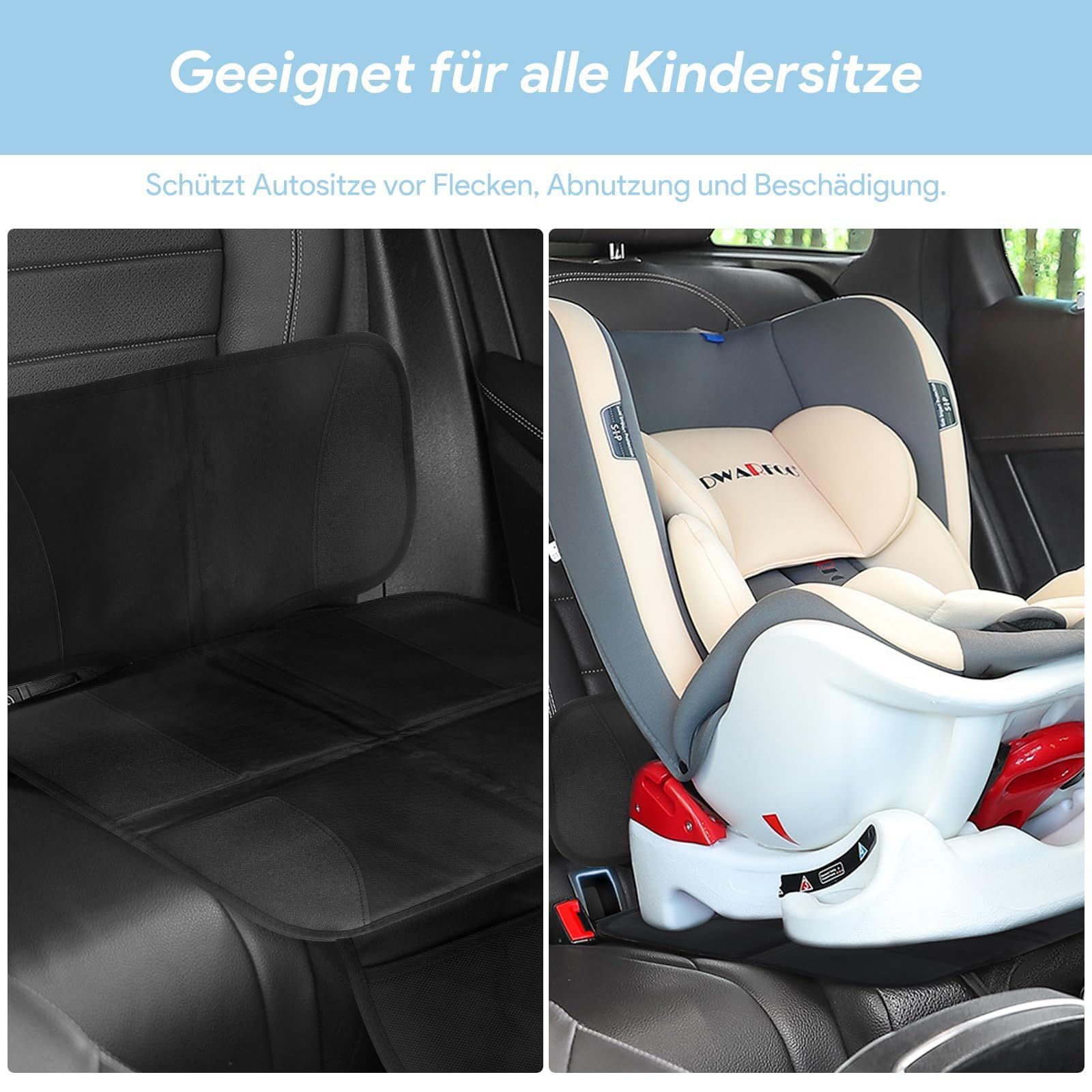 Premium podkładka pod fotelik dziecięcy, kompatybilny z ISOFIX, wodoodporny i antypoślizgowy ochraniacz na fotele samochodowe, uniwersalny rozmiar dla samochodu, SUV