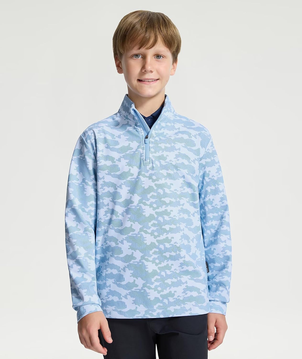 M MAELREG Boys Quarter Zip Print Pullover Midlayer 1/4 Zip Kids Sweatshirts