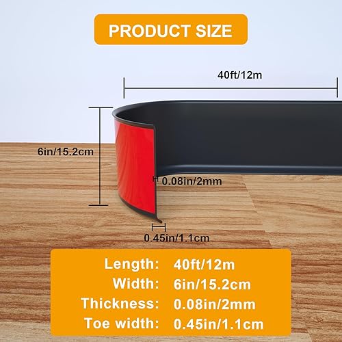 Miniatura 7 de NeatiEase Flexible Baseboard Molding Trim, 4 Inch(W) x 40 Feet(L) Self-Adhesive Vinyl Wall Base Cove Base, Peel and Stick Rubber Wall Base Moulding