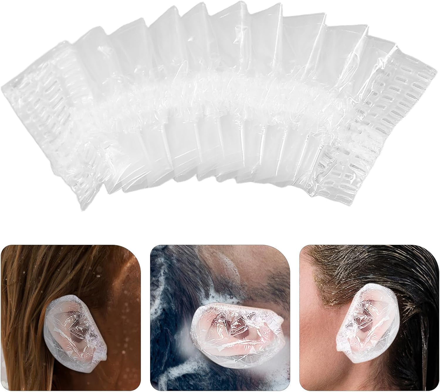 400pcs Disposable Waterproof Ear Covers for Adults, Elastic Ear Protectors for Shower, Hair Dye, Bathing, Spa, Travel, and Home Use