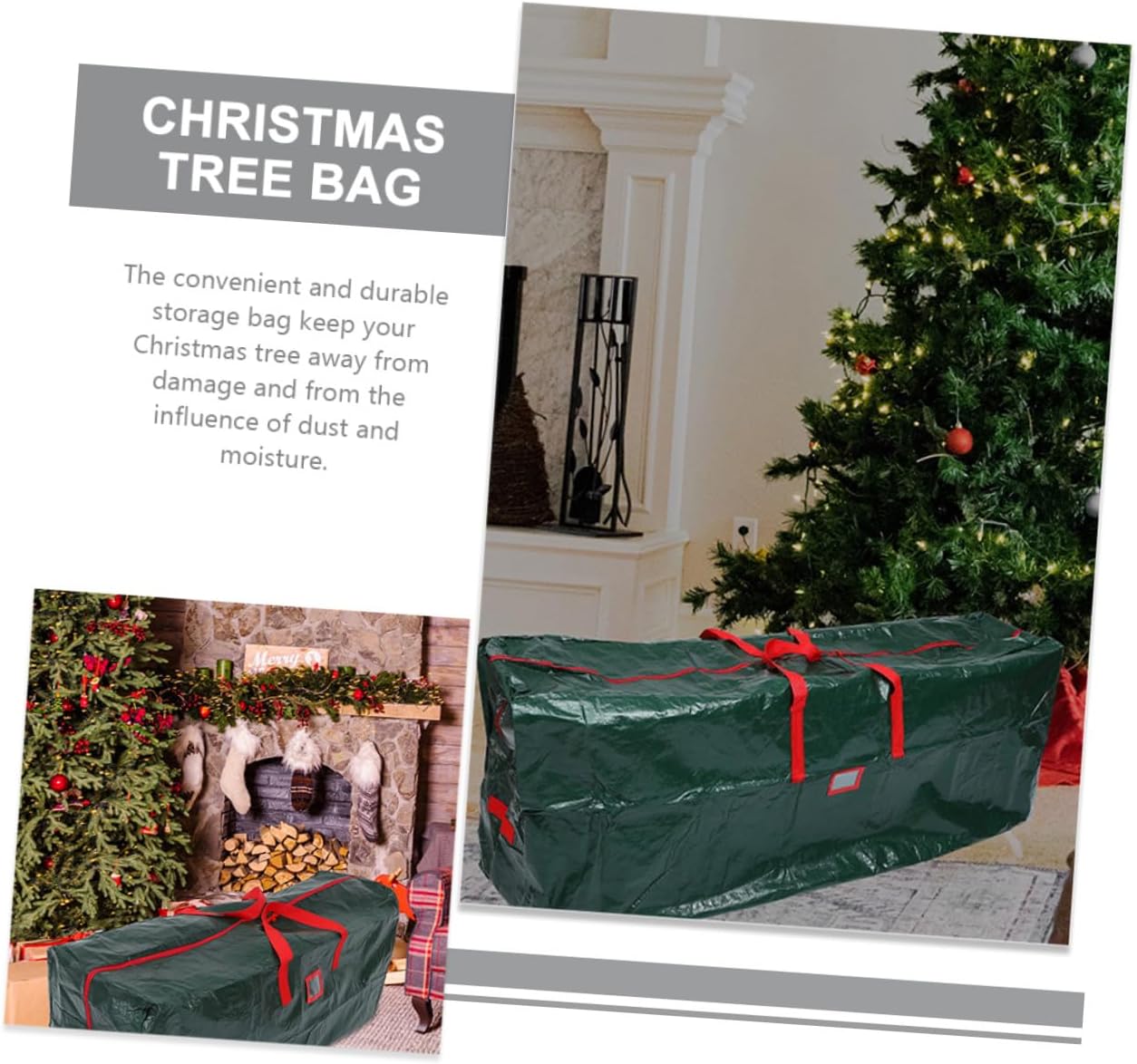 Christmas Tree Storage Bag 135x34x68cm Waterproof Household Organizer with Handles Green Holiday Tree Carrier Storage and Party Décor