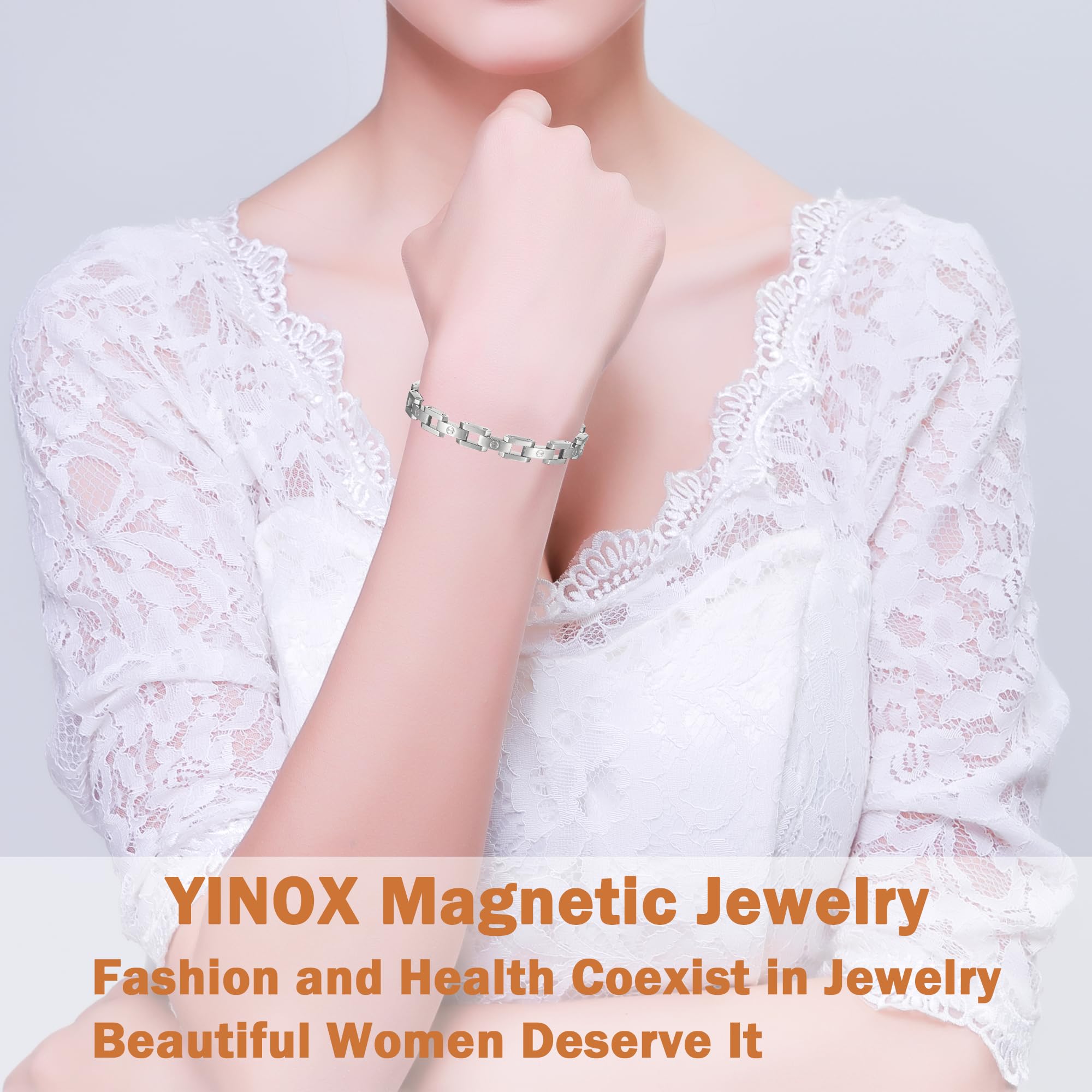 YINOX Super Strong Magnetic Bracelet for Men and Women Stainless Steel Magnetic Bracelet with 11 NdFeB Magnets - Image 2