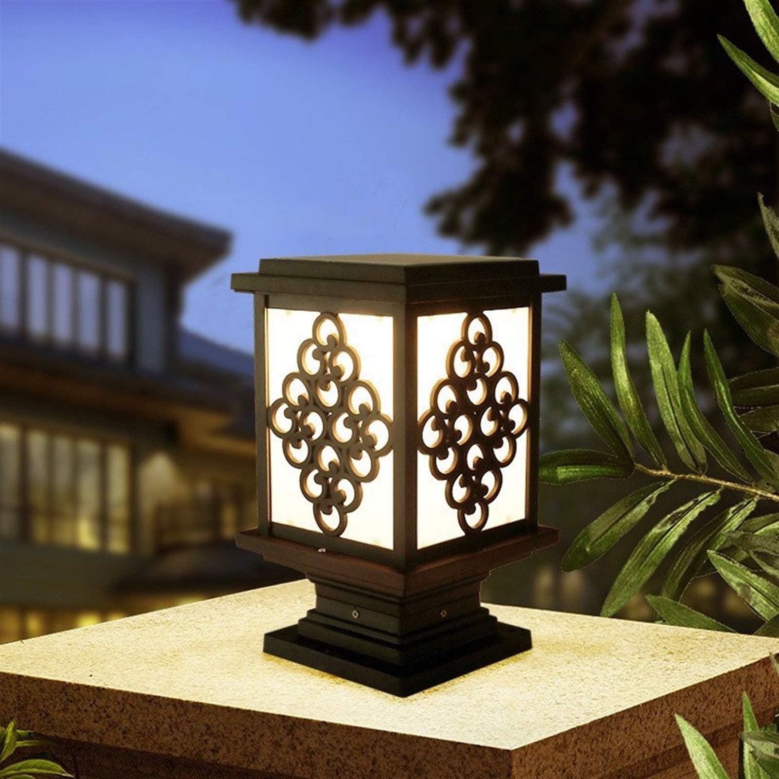 Luce da cortile Luce esterna solare Lampada da palo in alluminio Lampada impermeabile Recinzione Luci a colonna Luce da patio da giardino Villa Paesaggio Luce a colonna Luce da percorso paesaggistico
