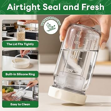 XLMYS 4 Pack Salad Jar, 32oz Salad Jars with Separate Wet/Dry Dressing Cup, Leakproof Salad Container for Lunch, Glass Food Storage for Home, Office and Outdoor