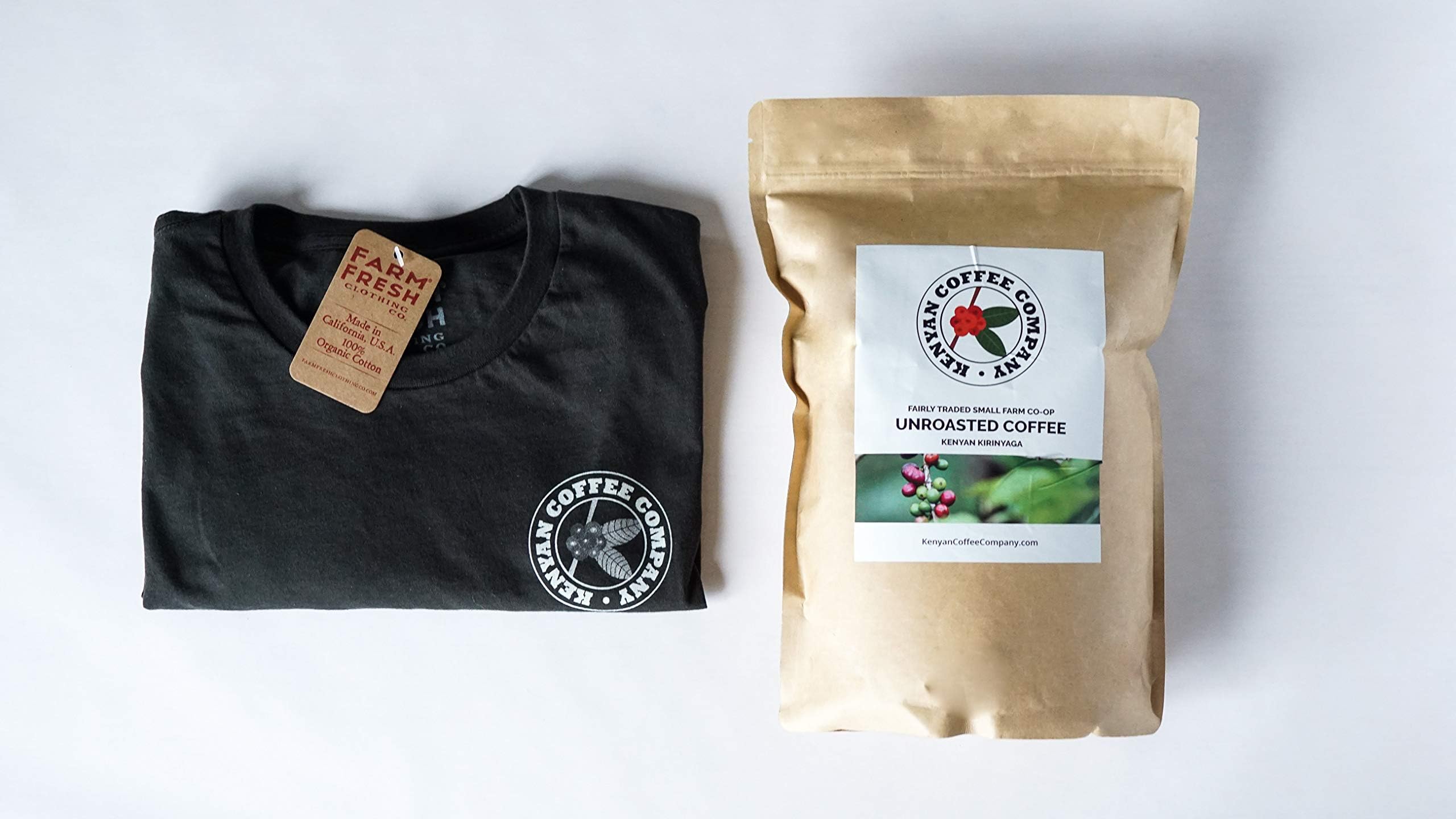 Single Origin Unroasted Green Coffee Beans, AA Grade From Small Regional Kenyan Coffee Farmer Co-Op. Direct Trade (5 Pounds & Free T-Shirt)