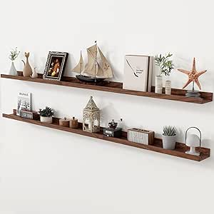 Axeman Oak Picture Ledge Shelf, 72 Inch, Set of 2, Walnut