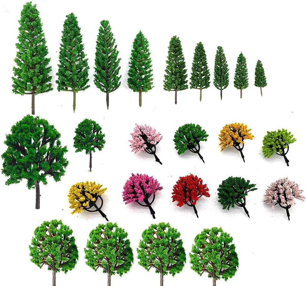 Amazon.com: Feeloons 24pcs Mixed Model Trees (2-13 cm), Model Train ...