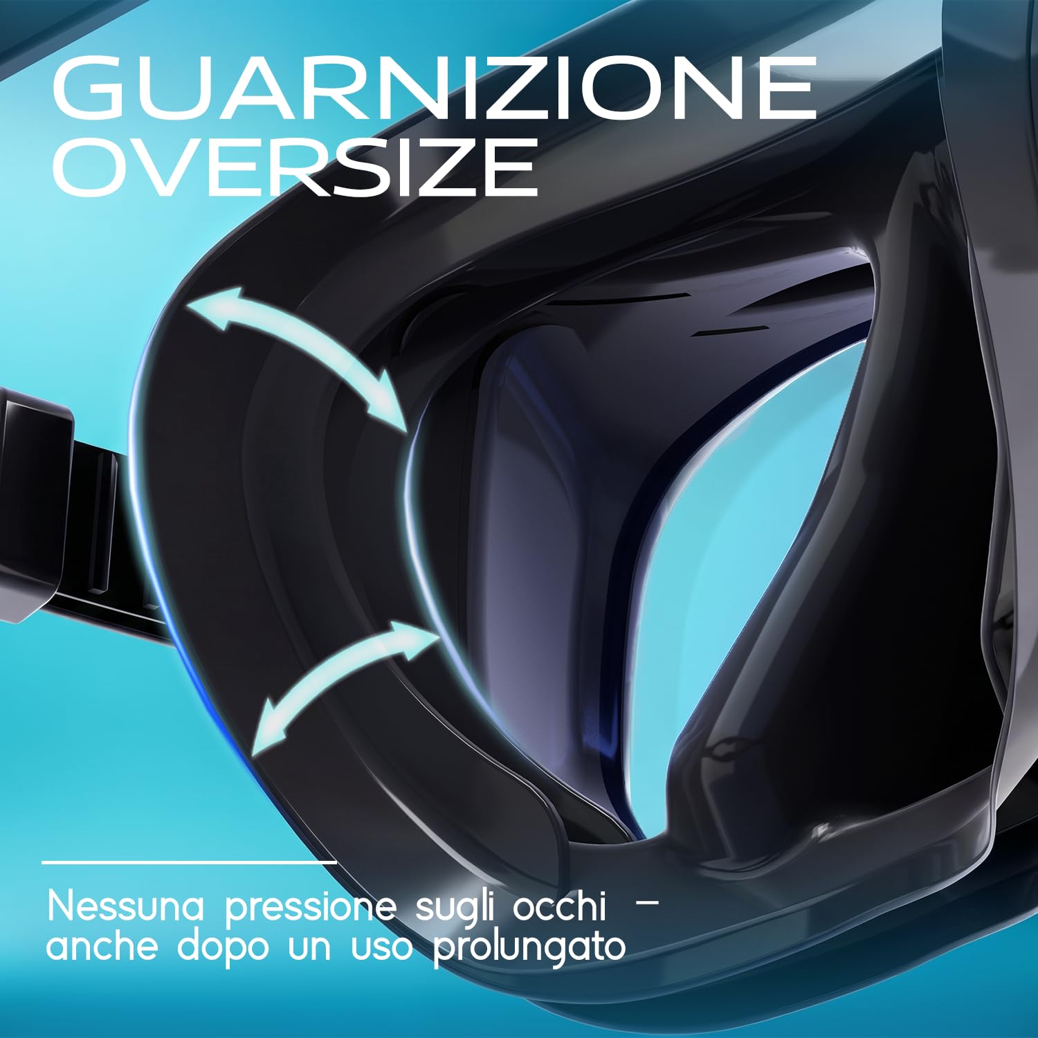 Jinlan Máscara Buceo – Montura Grande, Antivaho Integrado, Lente REVO, Protección UV, Falda de Silicona Suave Adultos