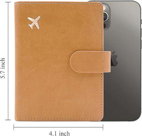 Miniatura 5 de Deziliao Combo de portatarjetas de pasaporte y vacunación, soporte para pasaporte de piel sintética con ranura para tarjeta de vacunación, cartera