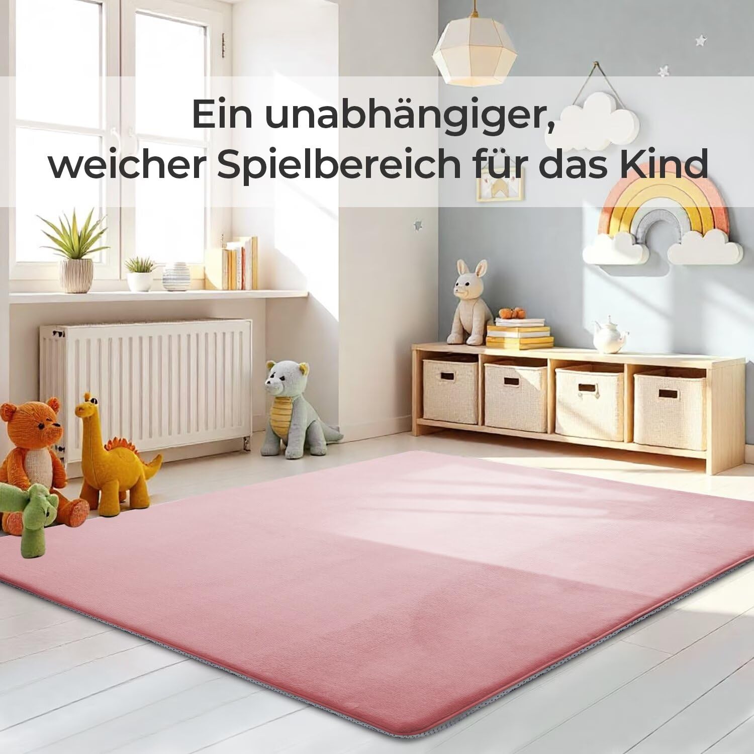 Krabbelmatte für Baby, 120×120×3CM Kinderteppich, rutschfest, | Weicher, Dicker Kinderteppich, Baby-Krabbelmatte, Rutschfester Untergrund, Schutz beim Spielen, Geeignet für Mädchen & Jungen