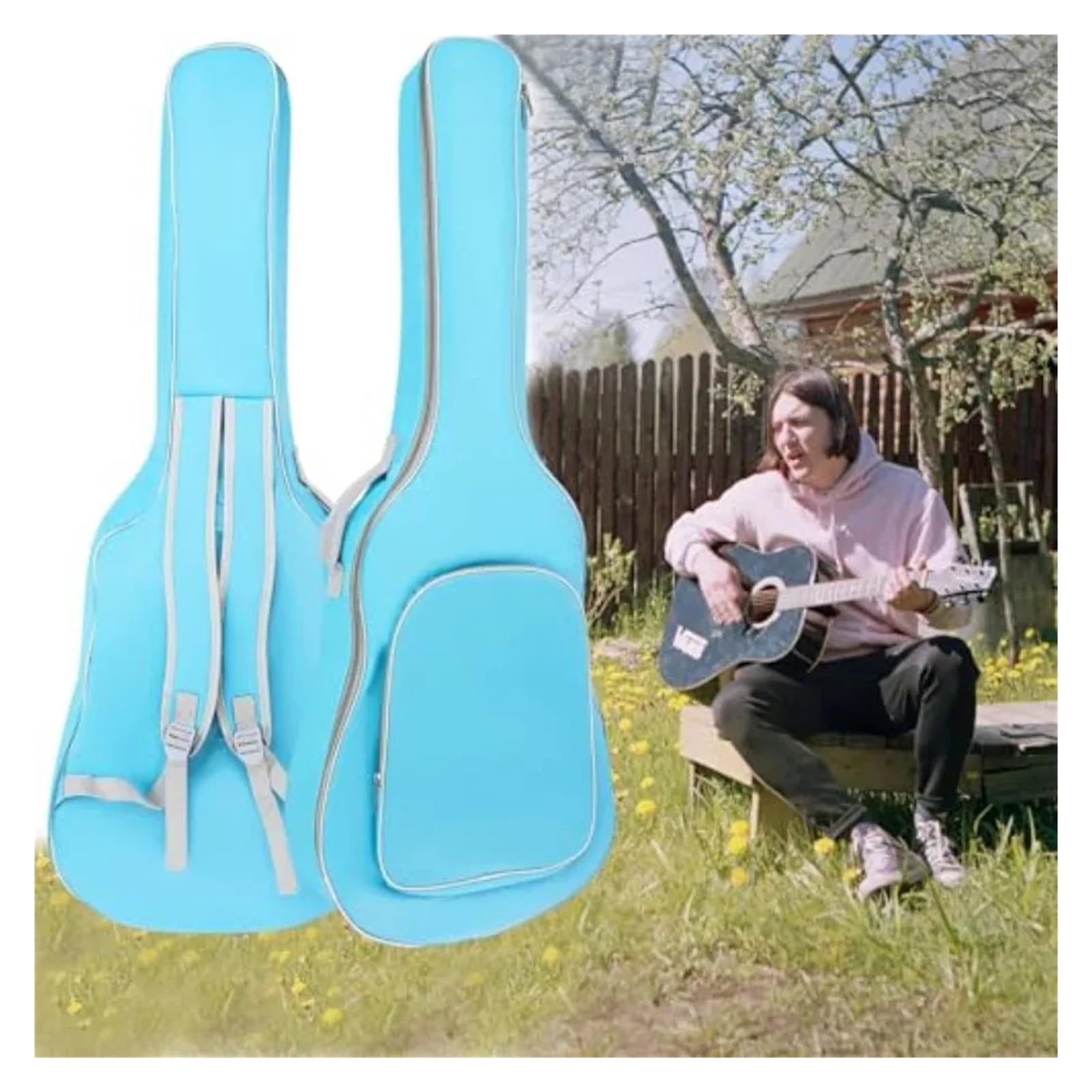 Funda para Guitarra Bolsa for Guitarra acústica de 40 y 41 Pulgadas, con Correas Ajustables for los Hombros, Impermeable, y Acolchada, de Gran Capacidad
