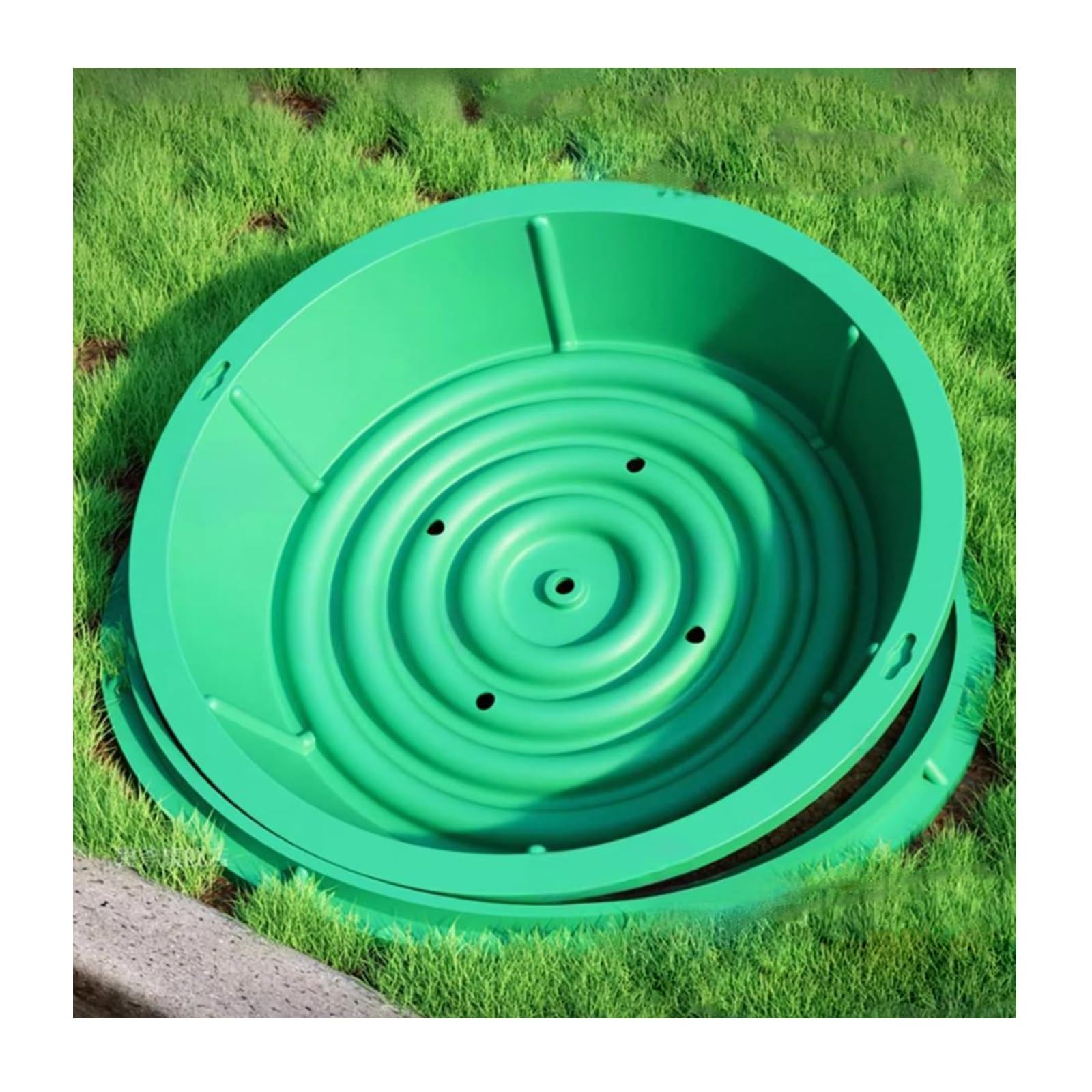 GBRSXYIP Heavy-Duty Round Septic Tank Risers & Lids - Removable Lawn Ornaments Manhole Cover for Grass Inspection Access1-Piece Molding (A80*80CM / 31.5 * 31.5IN)