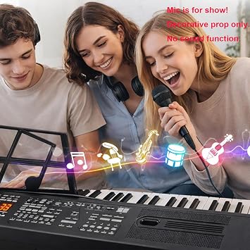 61 Key Electronic Keyboard Piano, Portable Digital Piano for Kids Beginners, Learning Keyboard with Music Stand, Stickers, 100 Tones & Rhythms, Great Birthday Gift for Ages 3-12