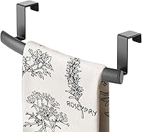 Vista 7 de mDesign Barra Curva de Acero para Puerta, Toallero Almacenaje, Colgador para Armario o Mueble, Soporte para Cocina, Baño - Sostiene Toallas