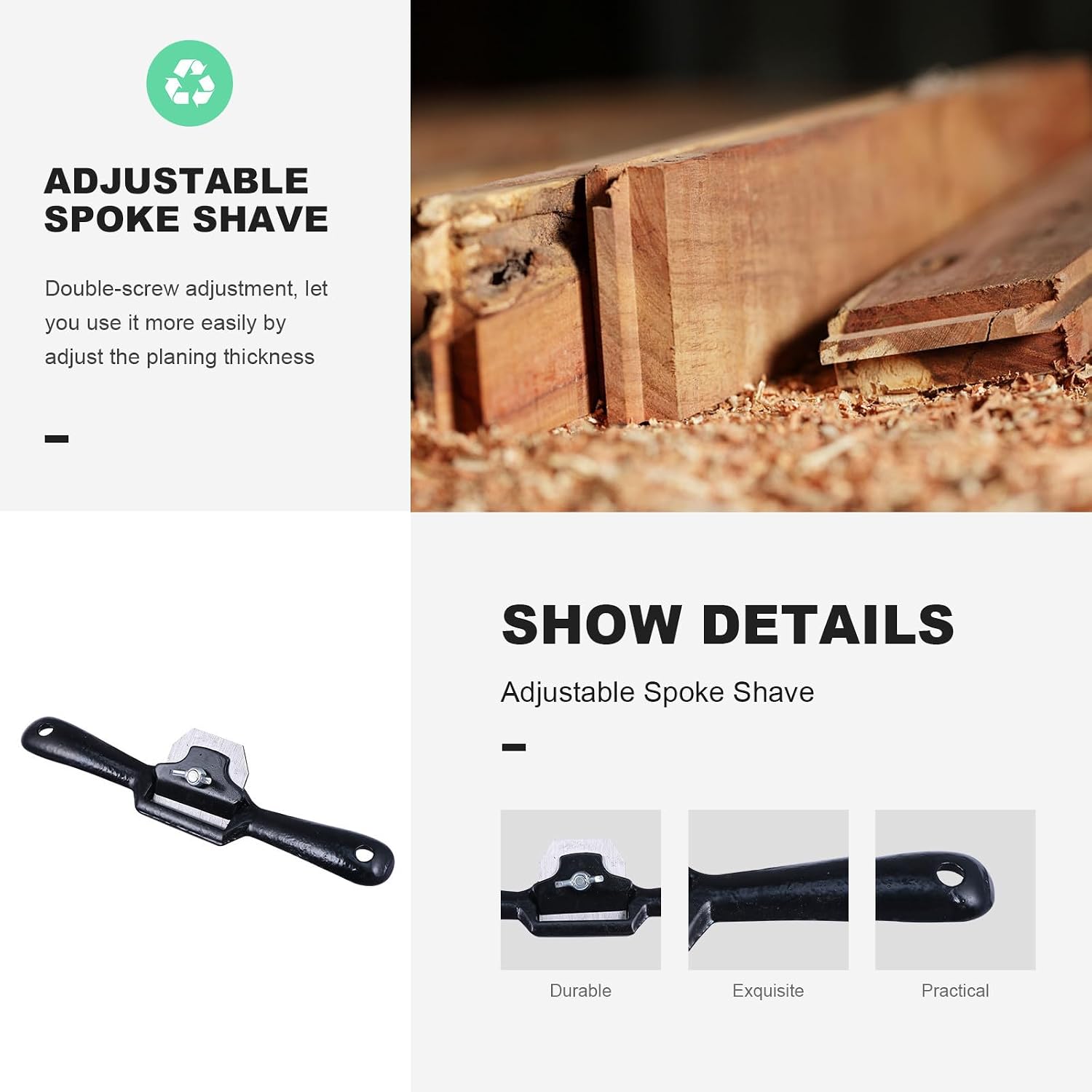 2 Pieces Metal Spokeshave with Flat Base for Wood Surface, Stable Structure and Strong Durability, Adjustable Woodworking Hand Tool for Precise Trimming and Smoothing Planing