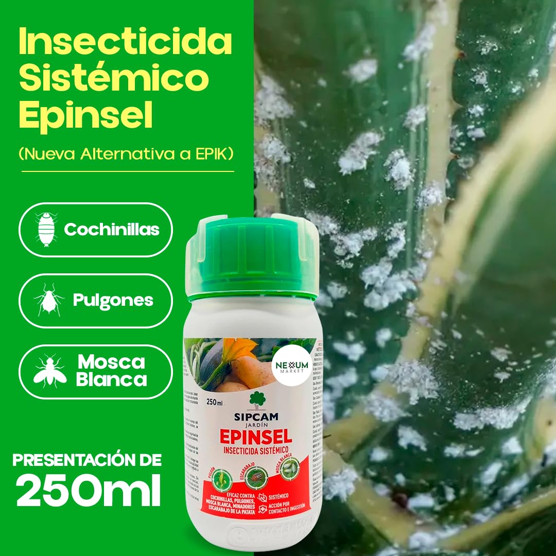 Insecticida Sistémico Epinsel 250ml | Insecticida Eficaz Anti Pulgones, Cochinilla, Mosca Blanca, Escarabajo de Patata y Minadores | Protección Hasta 4 Semanas en Jardines y Huertos | Nexum Market