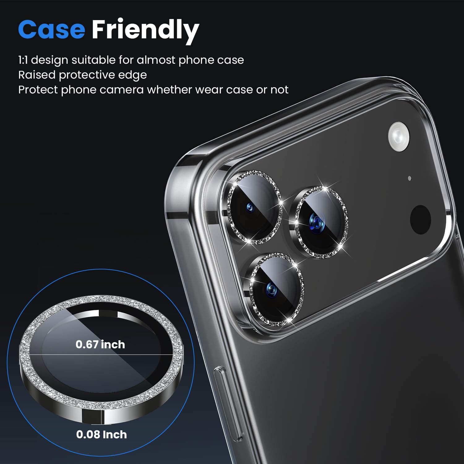 WSKEN for iPhone 18 Pro/iPhone 18 Pro Max Camera Lens Protector - Glitter image 5