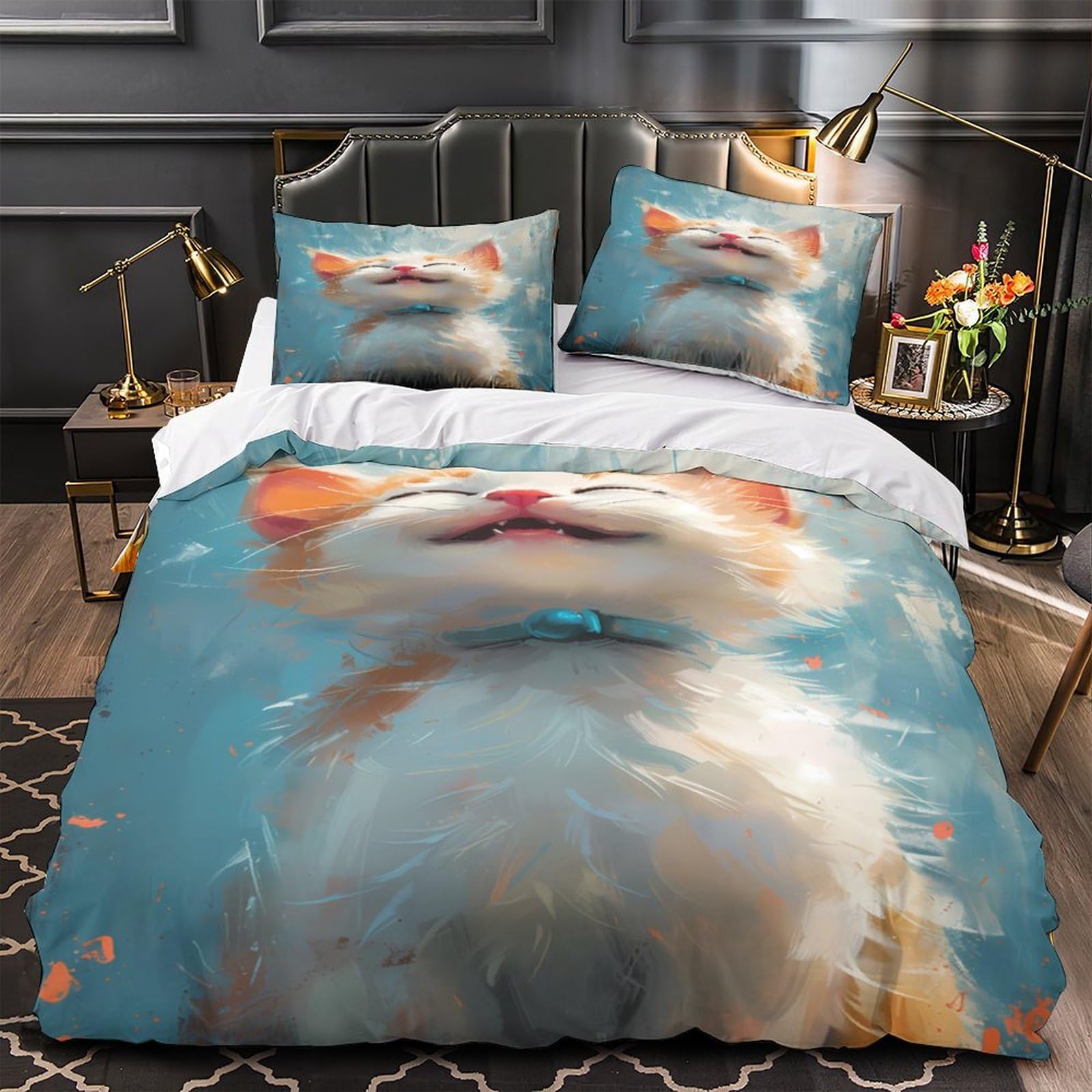 Housse de couette chaton mignon lit simple cadeau enfant adulte