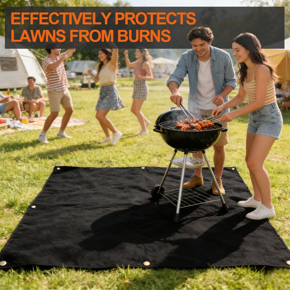 Manta Ignifuga Soldadura, 1.2m x 1.8m Manta de Protección de Soldadura con Ojales, hasta 550℃ - 1000℃, Manta Ignifuga contra Incendios, para Uso Industrial y Doméstico(Engrosado, Negro)