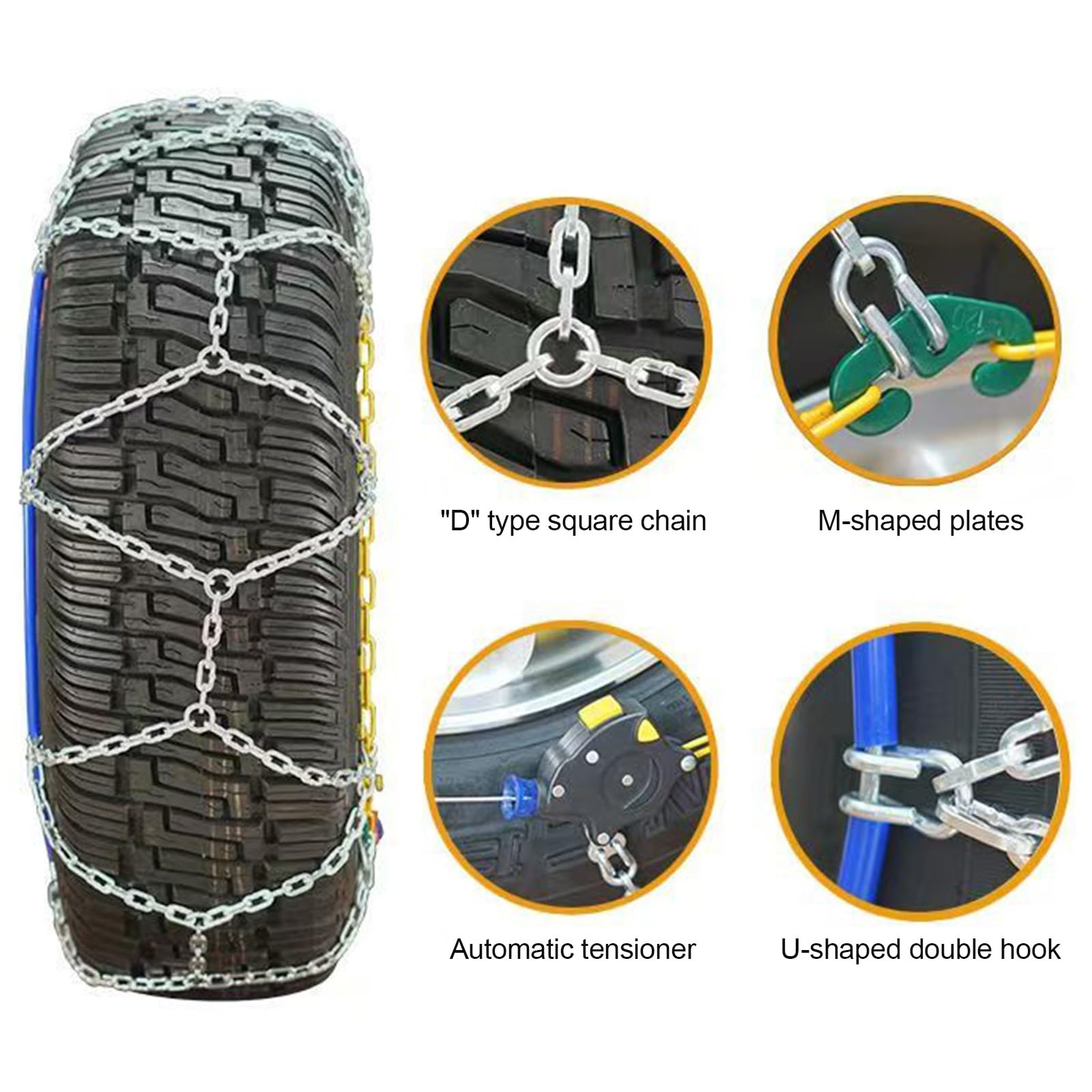 Cadenas de nieve for coche, cadenas de neumáticos de meta, for coches, cadenas de nieve, Montaje rápido tensión automática, for delantero Barro Nieve Hielo(235/55 R19)