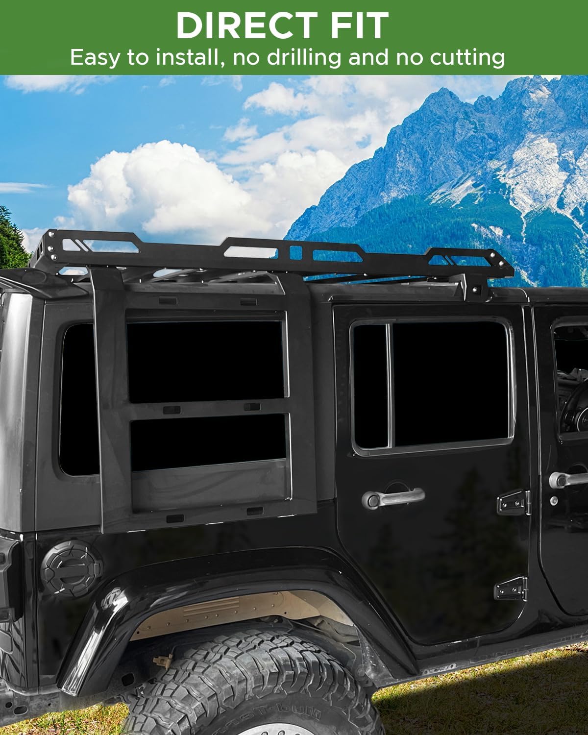 Roof Rack Cargo Basket Compatible with Jeep Wrangler JK 2007-2018 4 Door, Roof Rack Cargo Basket w/Double Ladders,Heavy Duty Steel (You Will get 2 Packages)