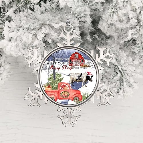 Miniatura 2 de Funny Christmas Ornaments, Animals Christmas Tree Decorations - Farmhouse Red Truck Metal Snowflake Ornament Keepsakes - Best Gifts for Christmas