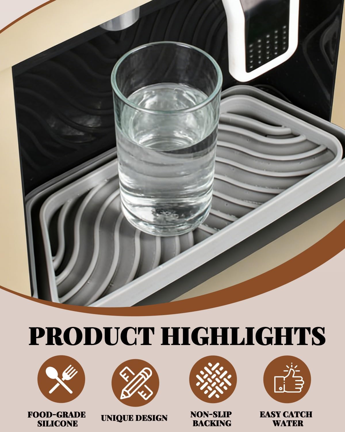 2 Pack (Black + Grey, Trapezoid) Refrigerator Drip Tray