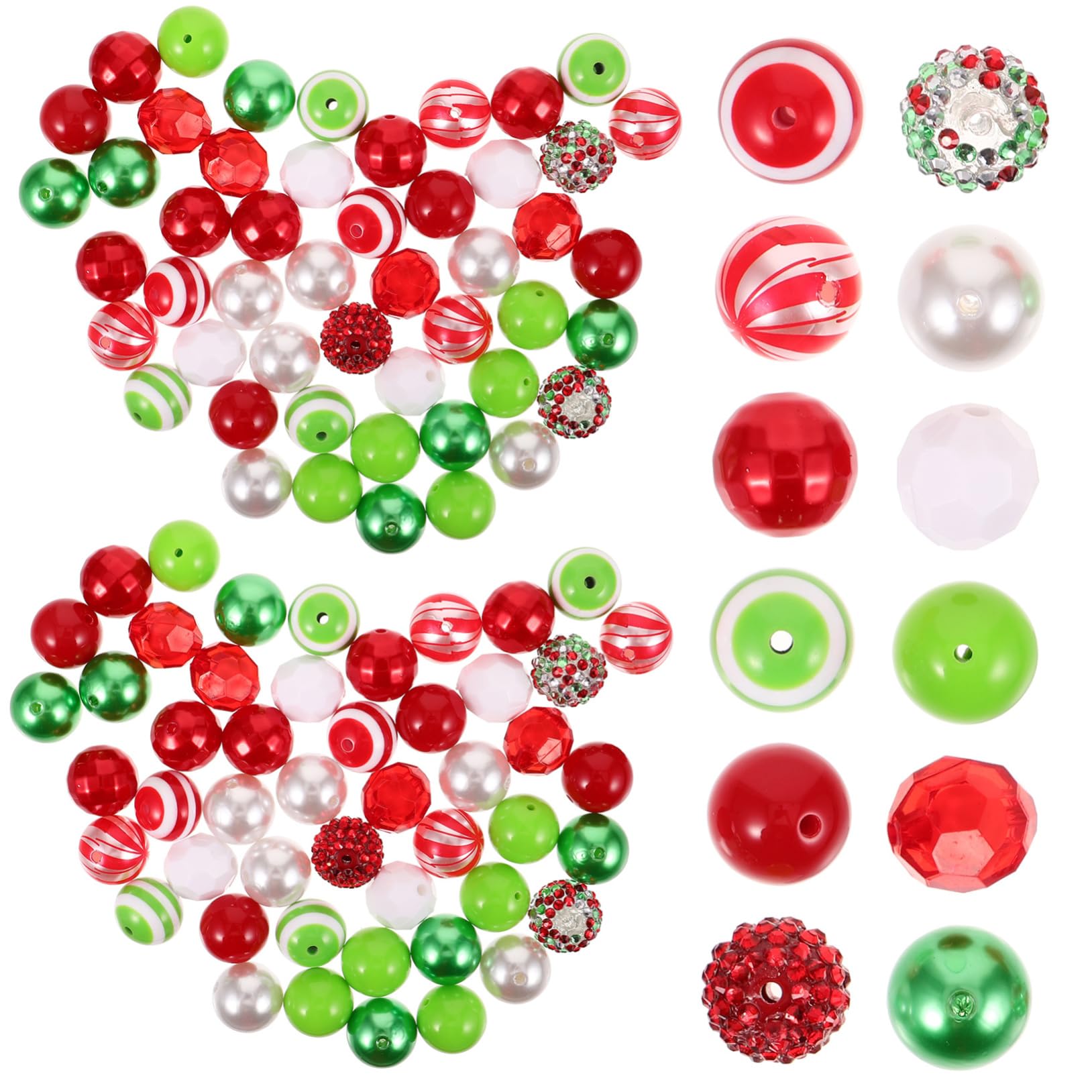 TEHAUX 3paquetes Cuentas De Abalorios Sueltos De Navidad De Diseño De Bastón De Material Para Manualidades Decoración De Joyería Para Pulseras y Collares