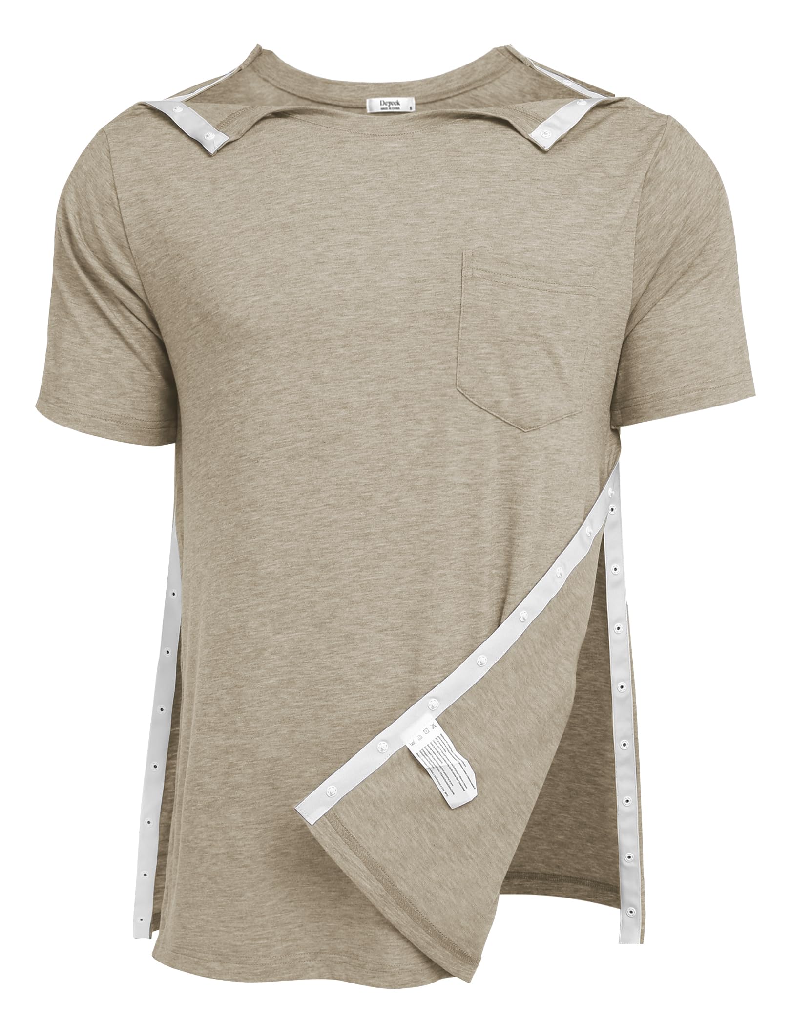 Deyeek Men's Post Shoulder Surgery Shirts Soft Tear Away Short Sleeve Tops
