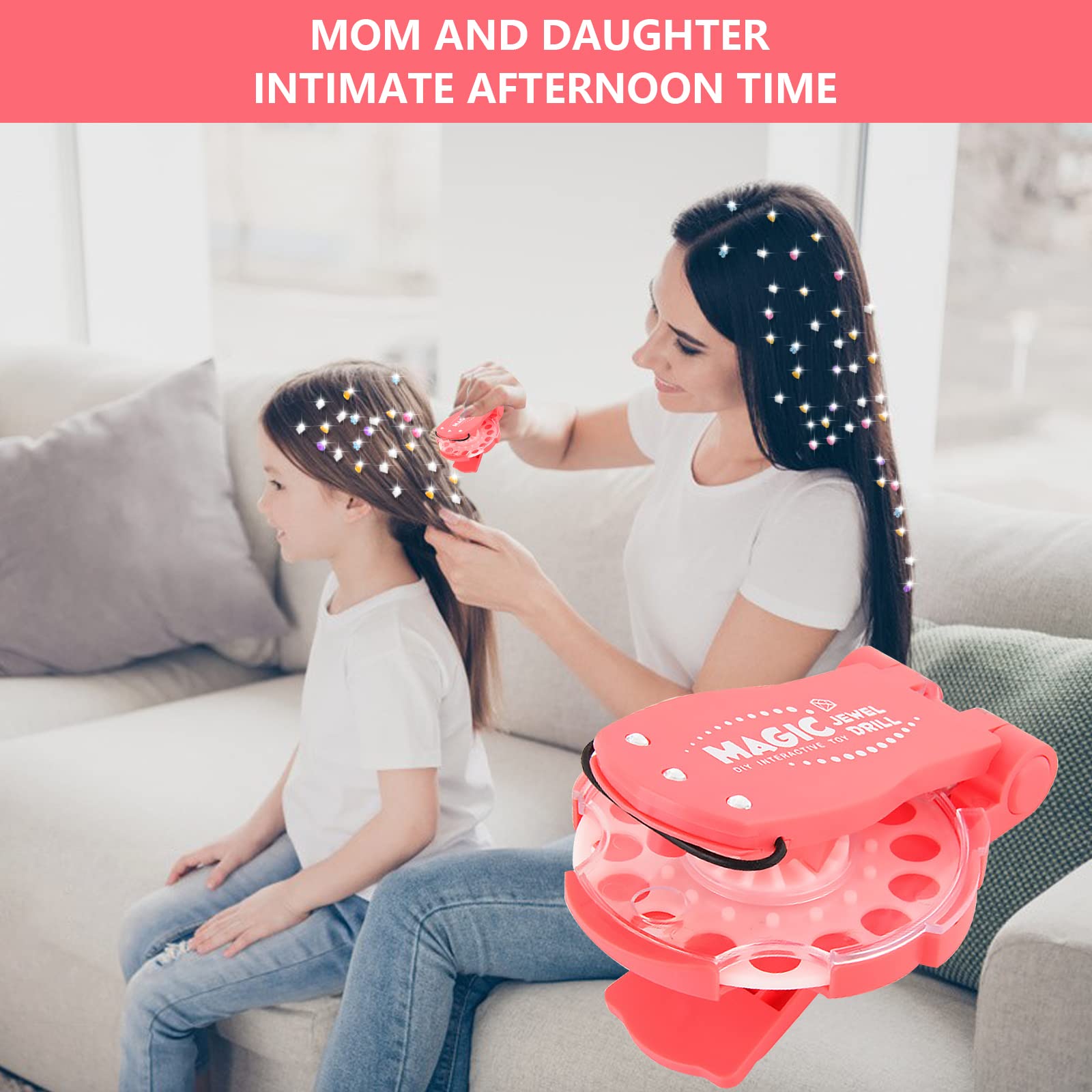 Machine à Strass Pour Cheveux Farerkass - Kit Créatif Avec 210 Gemmes Scintillantes, Idéal Pour Coiffures De Filles Et Enfants