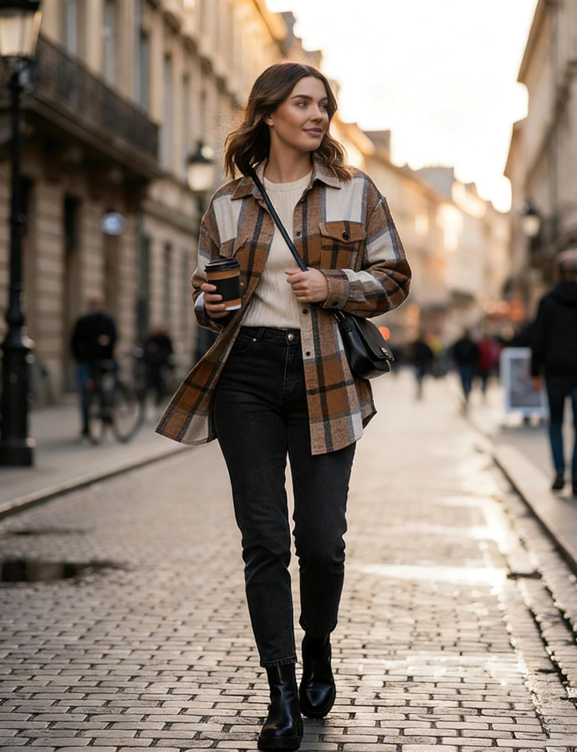 YOGINGO Women's Premium Plaid Shacket Soft Lightweight Breathable Button-Down Fall Winter Jacket S-2XL - Image 7