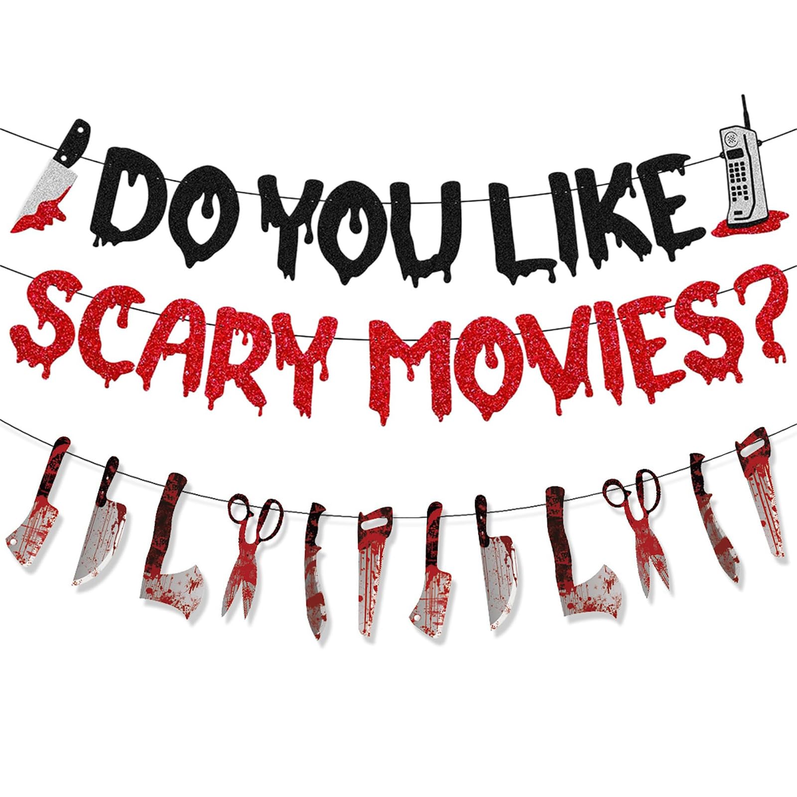 3PCS Halloween Party Decorations Banner You Like Scary Movies Horror