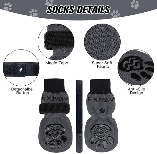 Miniatura 3 de EXPAWLORER Calcetines antideslizantes de doble cara para perros, botas para perros para pavimento caliente, 3 pares suaves y transpirables,