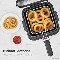 Vista 5 de Freidora eléctrica de 2.5 litros de 1000 W, freidora de acero inoxidable con cesta extraíble y control de temperatura ajustable para pollo, papas