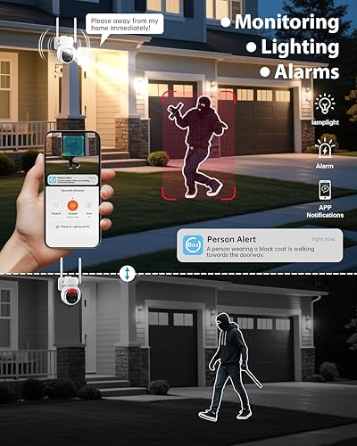 Miniatura 6 de Cámaras de seguridad inalámbricas para exteriores, 4K, WiFi, para seguridad en el hogar, con energía solarbatería, cámara PTZ de 360, visión