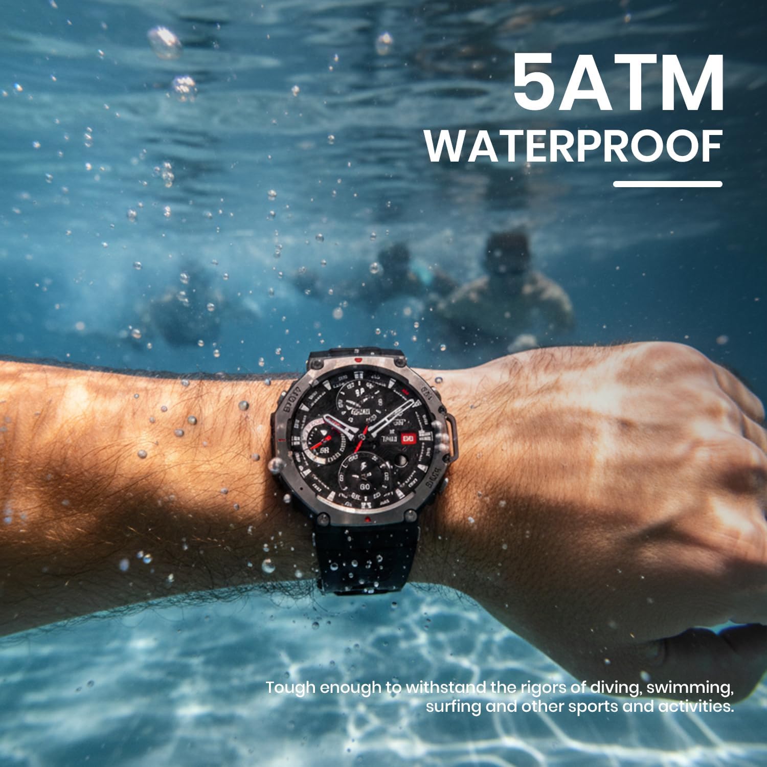 ATLAS GPS Smart Watch for Men, 1.43" Always-On AMOLED Display, Bluetooth Calling, Fitness Tracker, Heart Rate Monitor, Sleep Counter, Step Tracker Built‑In GPS, 5ATM Waterproof watch for Android & IOS